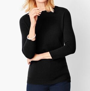 EUC Talbots Size XS 100% Cashmere Black Boatneck Ribbed Sweater!
